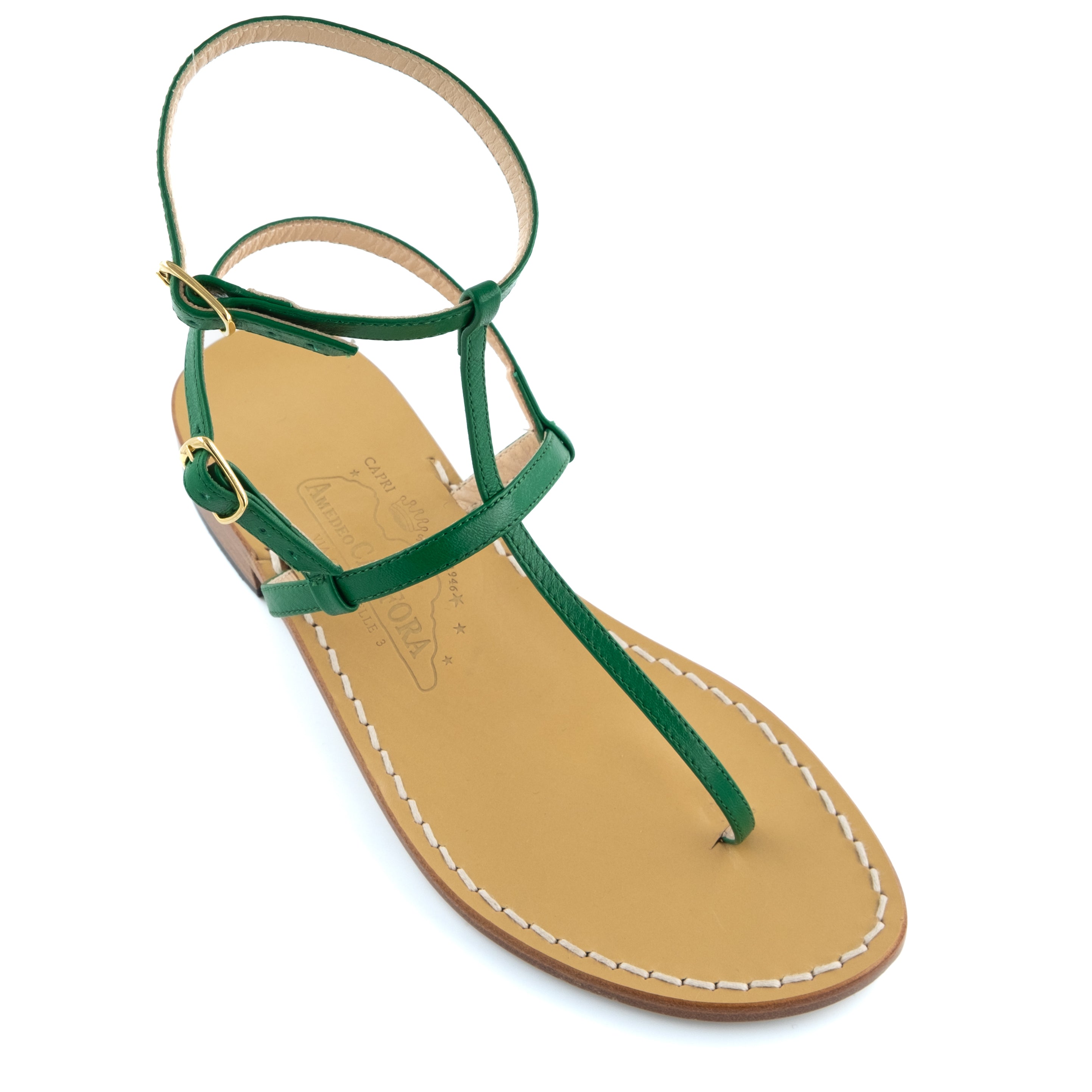 Ashley - Genuine leather thong sandal with double watch