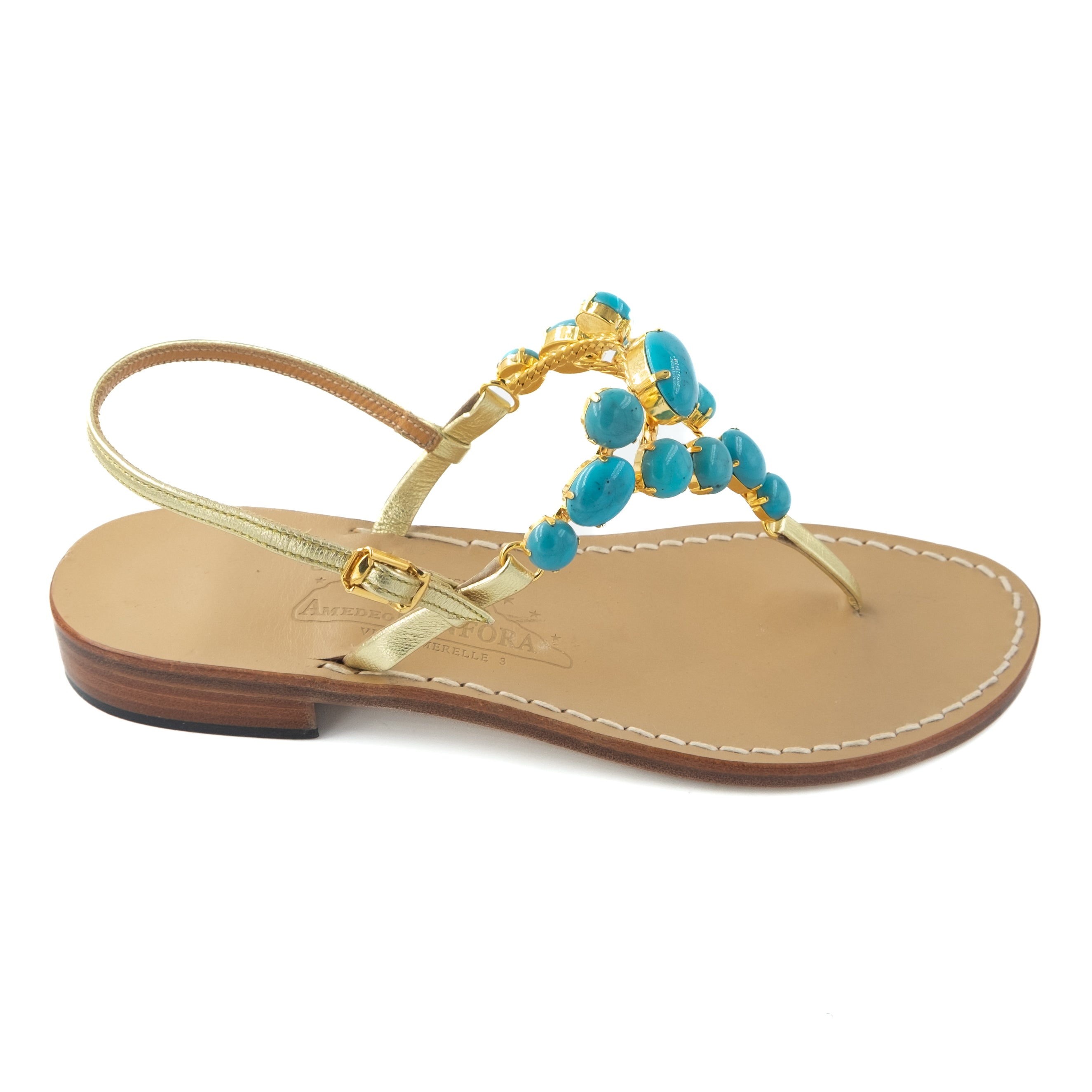 Danielle - Leather thong sandal with coloured stone Danielle - Leather thong sandal with coloured stone