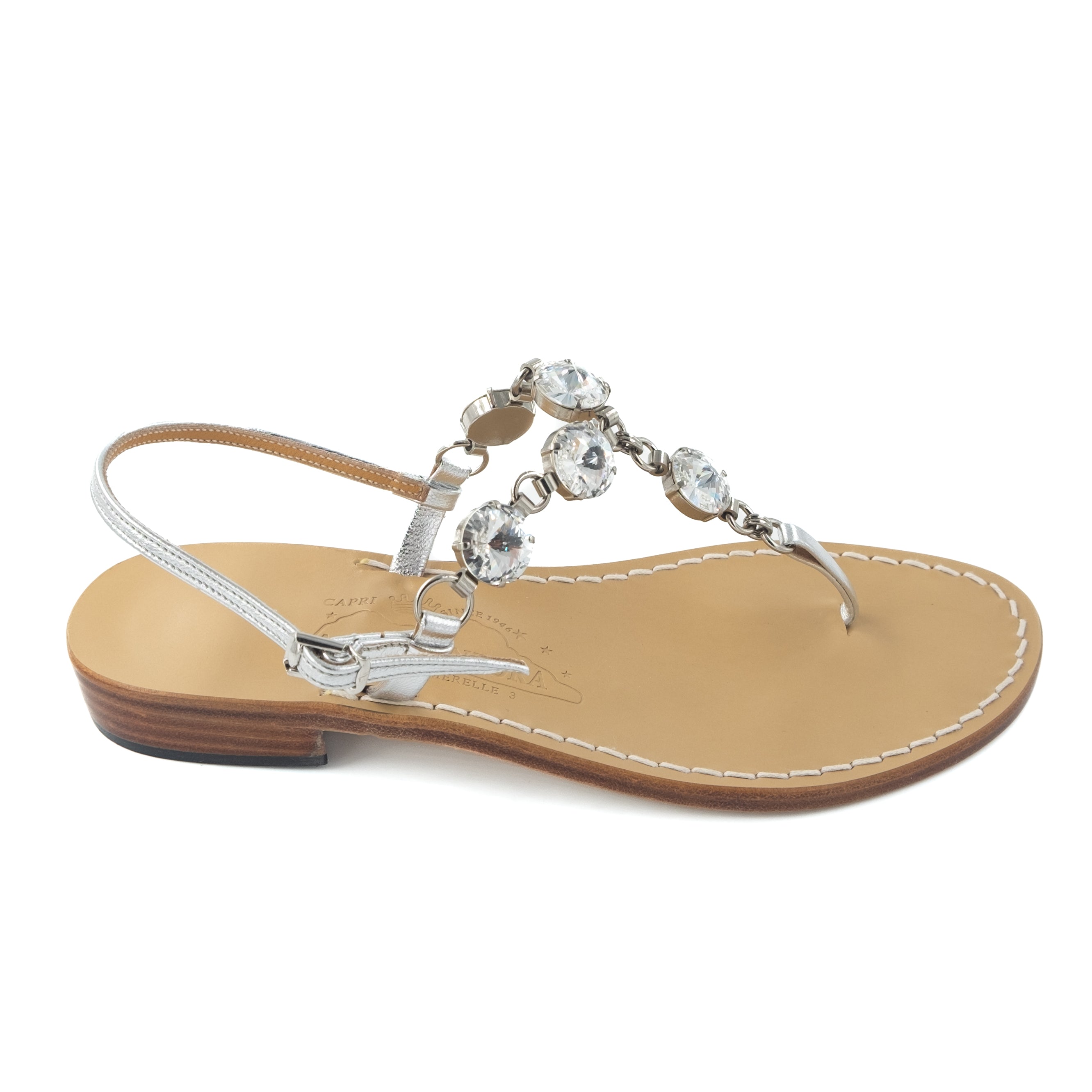 極美品エポカドレス☆エブール☆セルフォード☆ルルウィルビー☆セブンテン☆マリハ Mary J - Genuine leather thong sandal with Swarovski crystals
