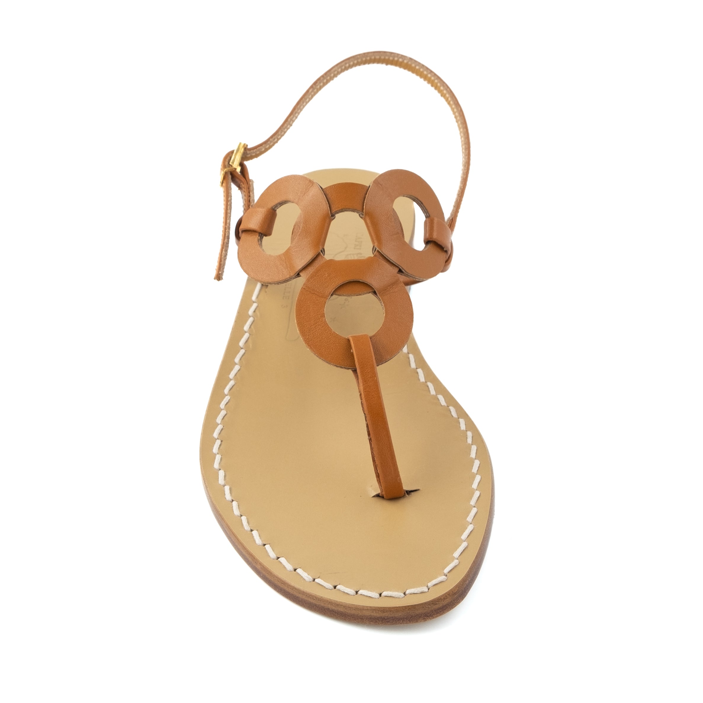Holly - Genuine leather thong sandal with circle pattern