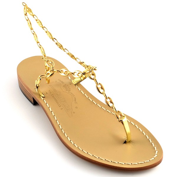 Jacqueline Thong sandal with chains around the ankle –