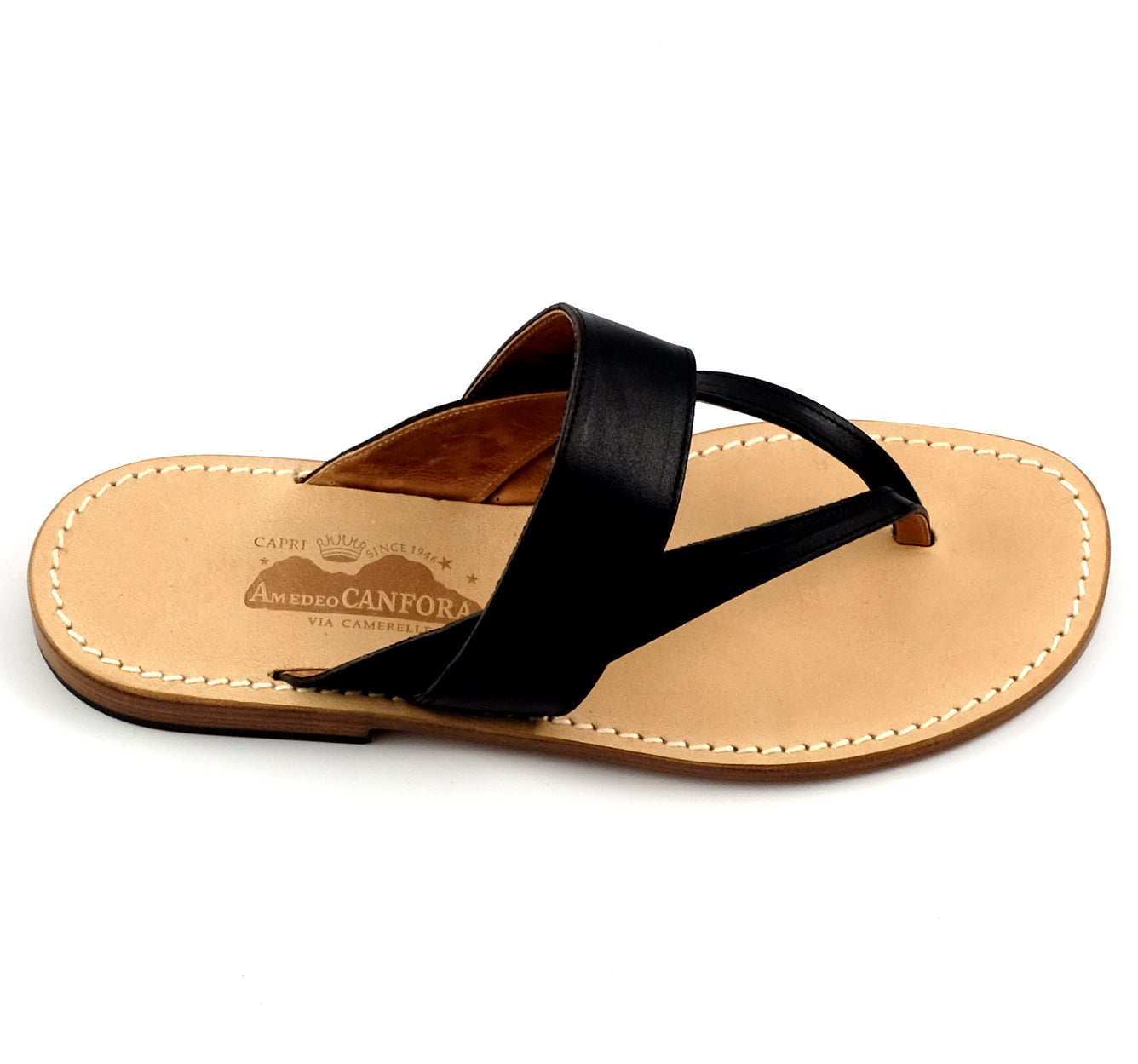 Amedeo Canfora ブラウンフラットサンダル 44サイズ Leonard - Leather thong sandal with wide strap – Canfora.com