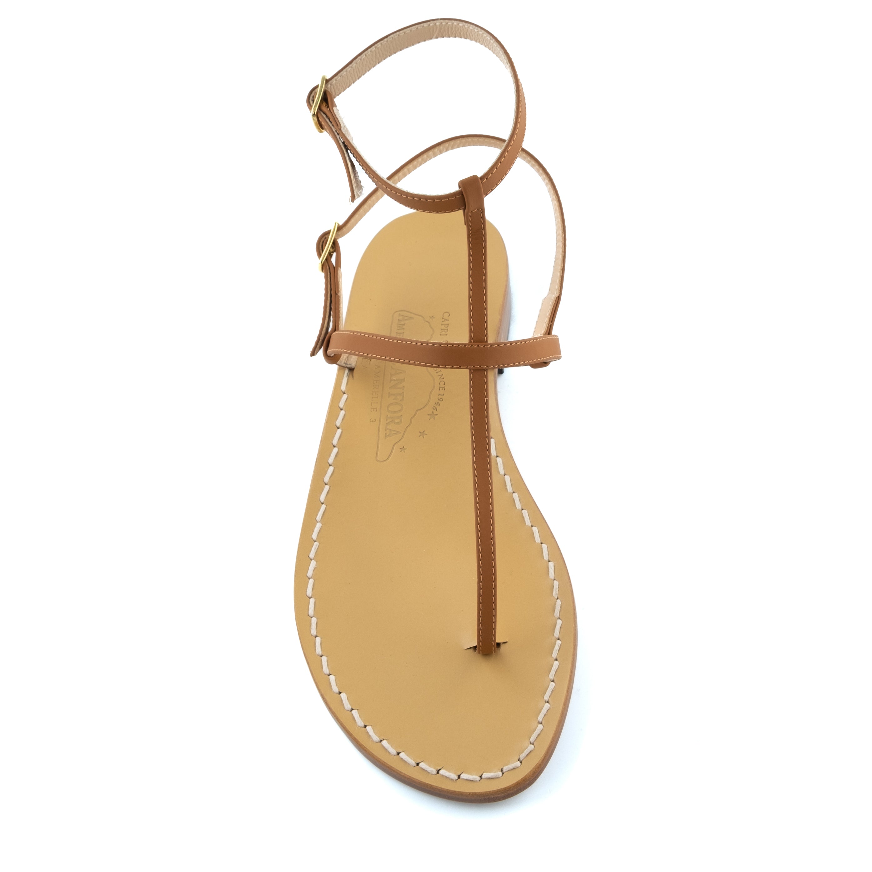 Ashley - Genuine leather thong sandal with double watch strap