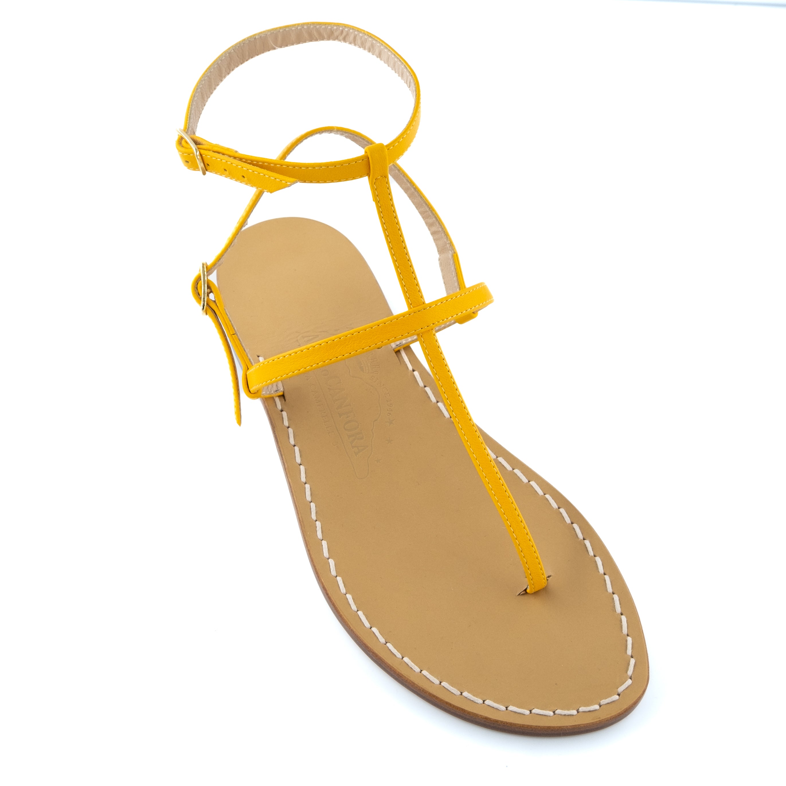 Ashley - Genuine leather thong sandal with double watch strap