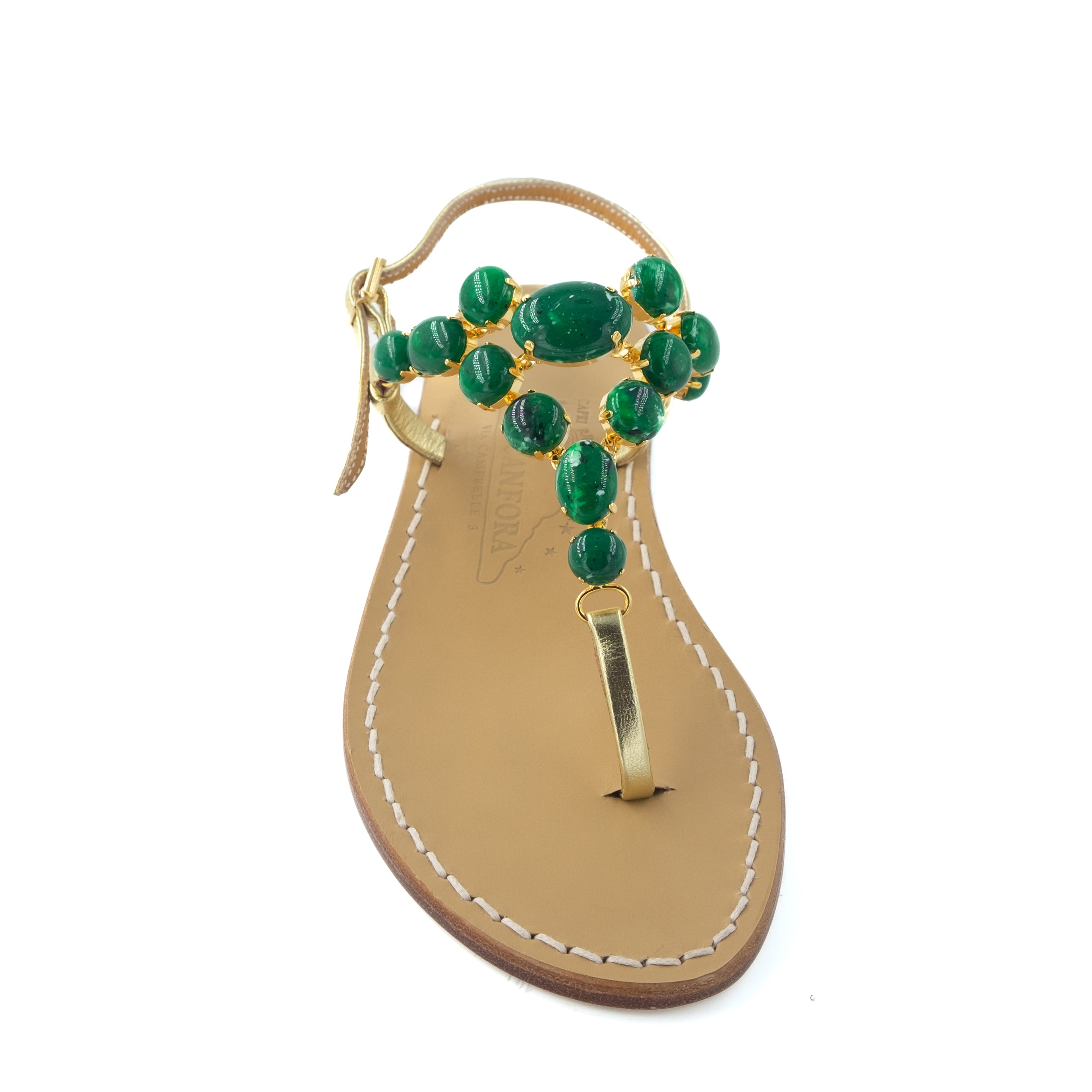 RH取扱☆CANFORA☆Danielle サンダル Danielle - Leather thong sandal with coloured stone