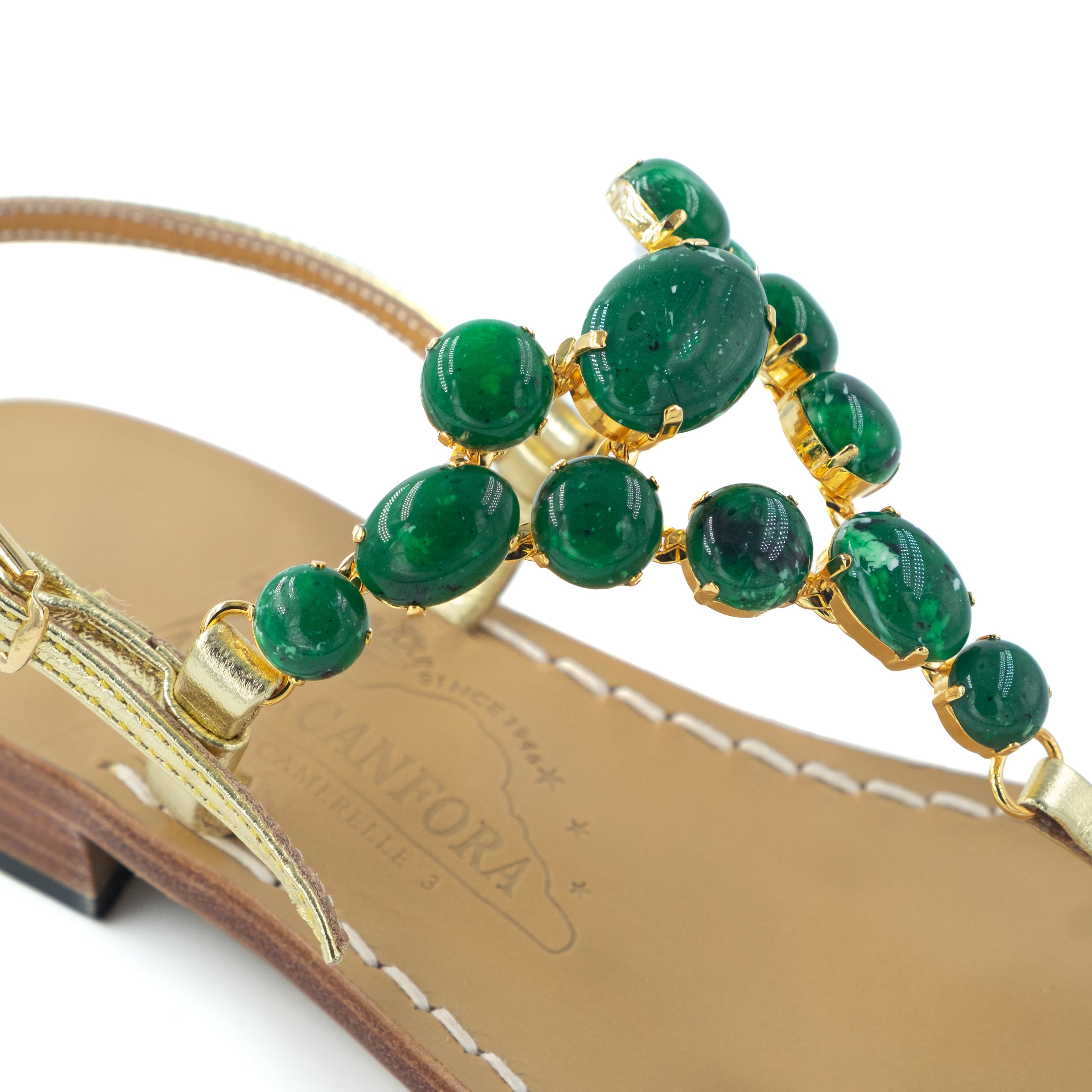 RH取扱☆CANFORA☆Danielle サンダル Danielle - Leather thong sandal with coloured stone