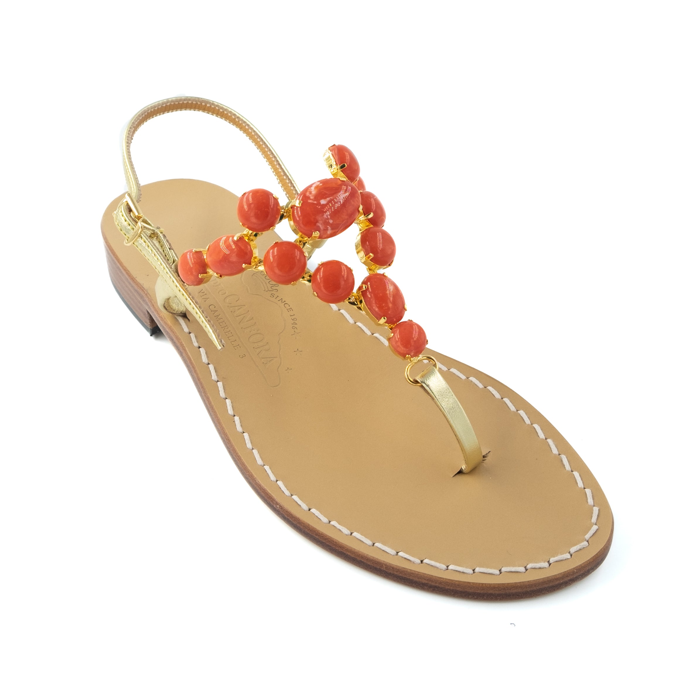 RH取扱☆CANFORA☆Danielle サンダル Danielle - Leather thong sandal with coloured stone