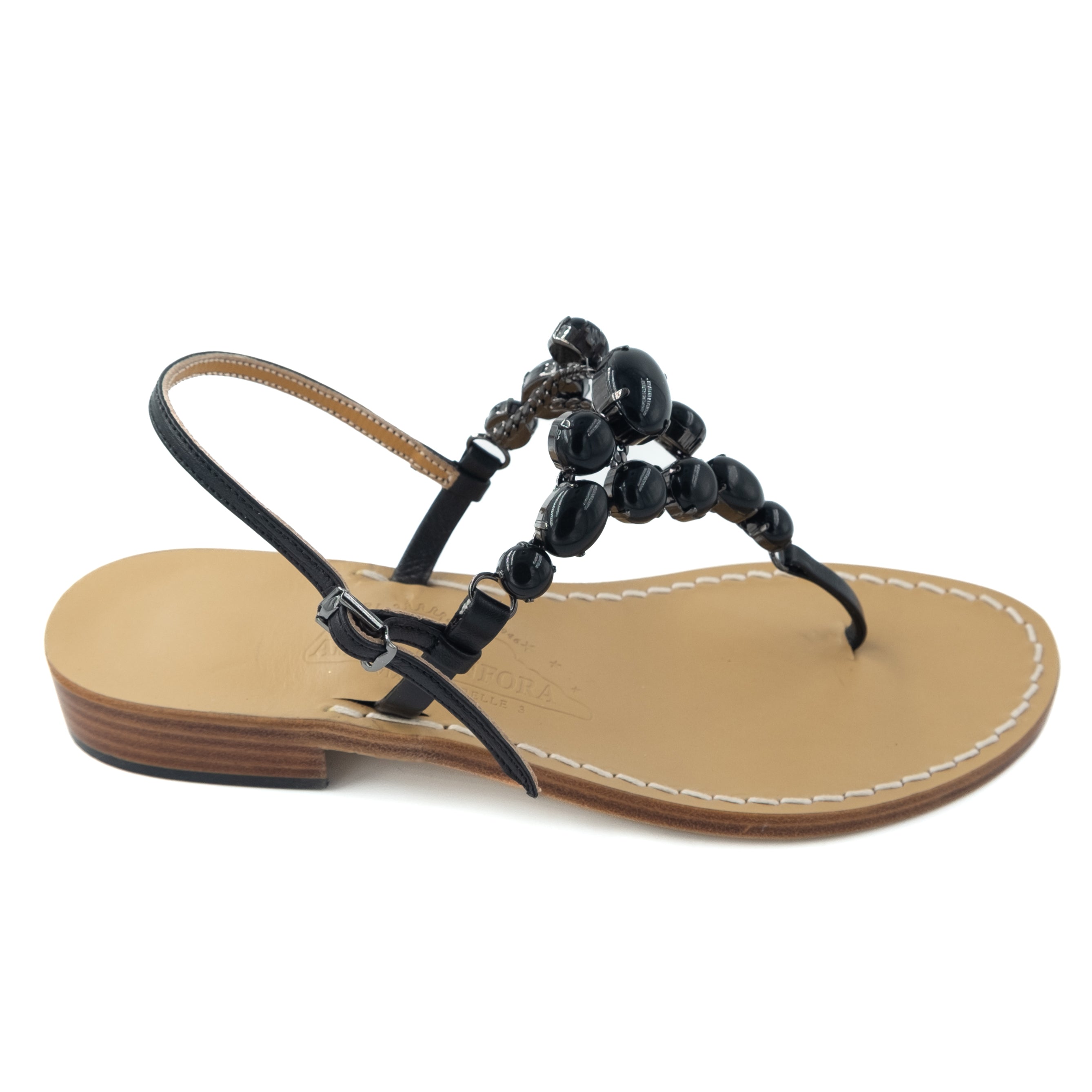 RH取扱☆CANFORA☆Danielle サンダル Danielle - Leather thong sandal with coloured stone