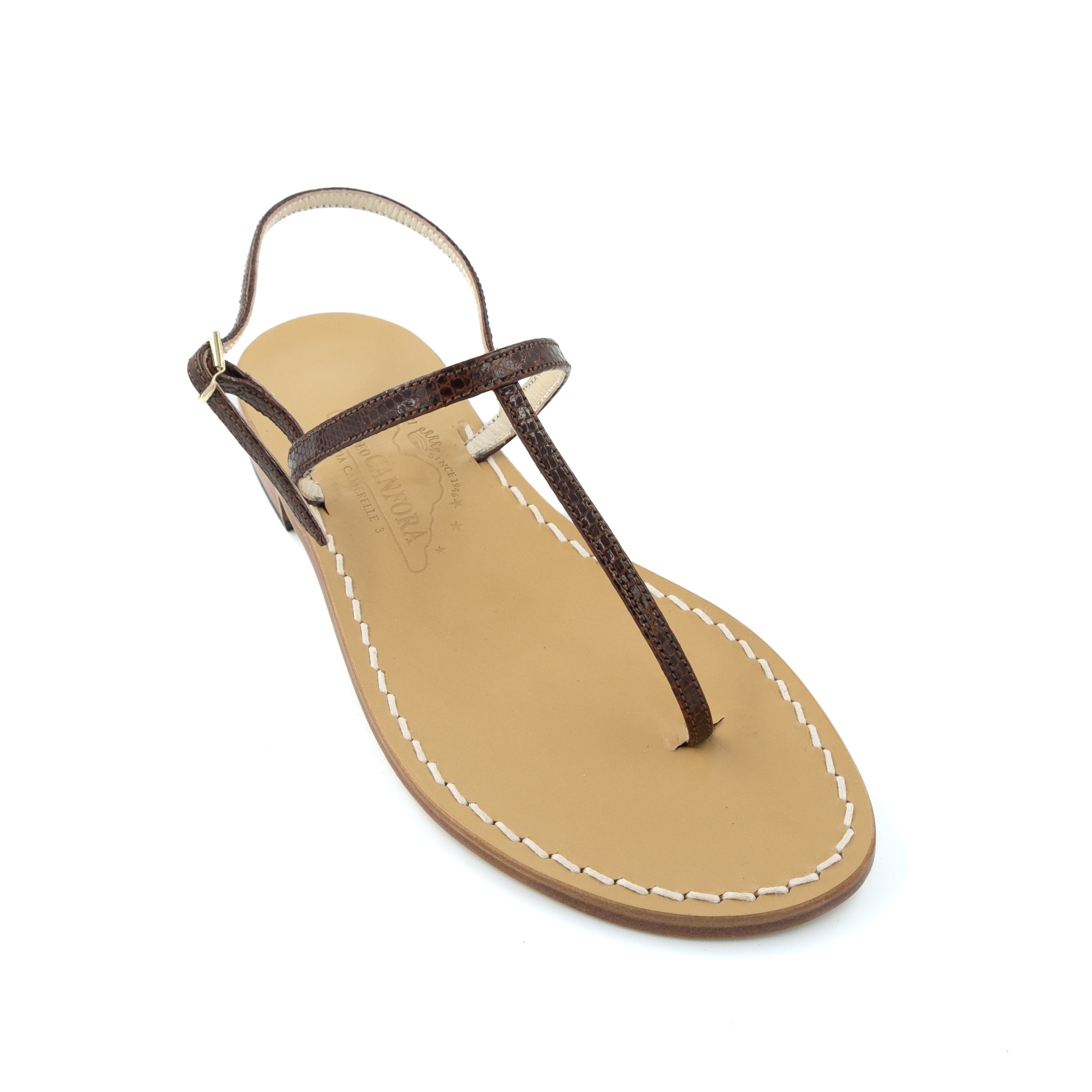 Gail Lizard - Genuine leather thong sandal with lizard watch strap