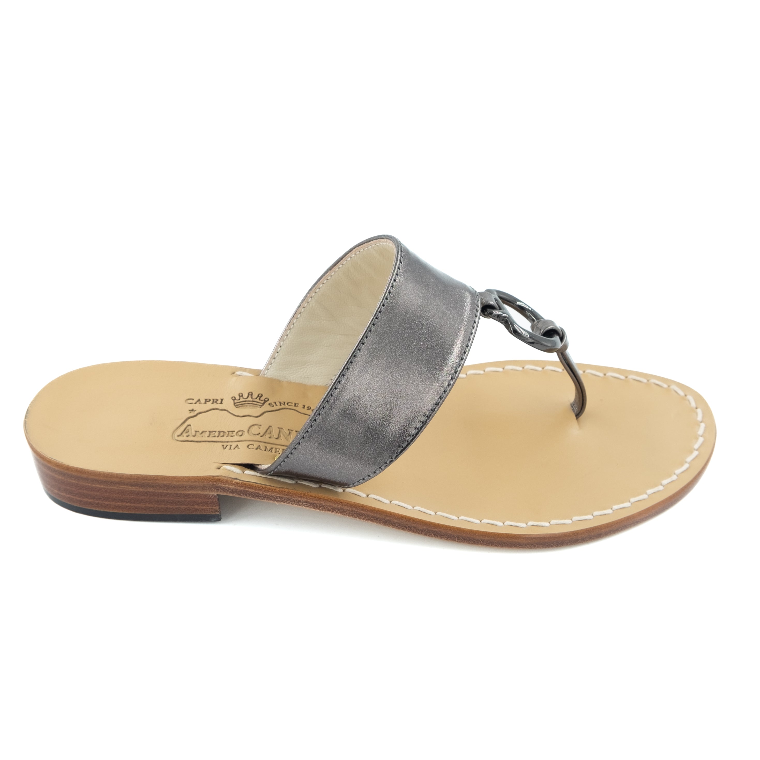 Gisele - Genuine leather thong sandal with strap – Canfora.com