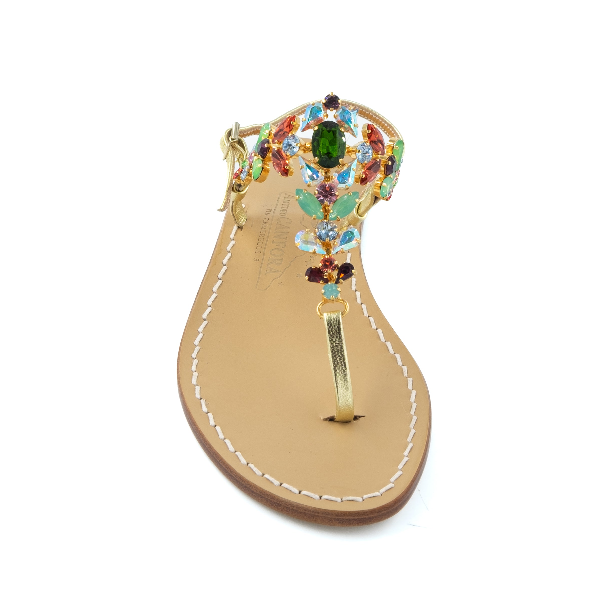 Aurea - Capri-style flip-flop sandal in genuine leather with