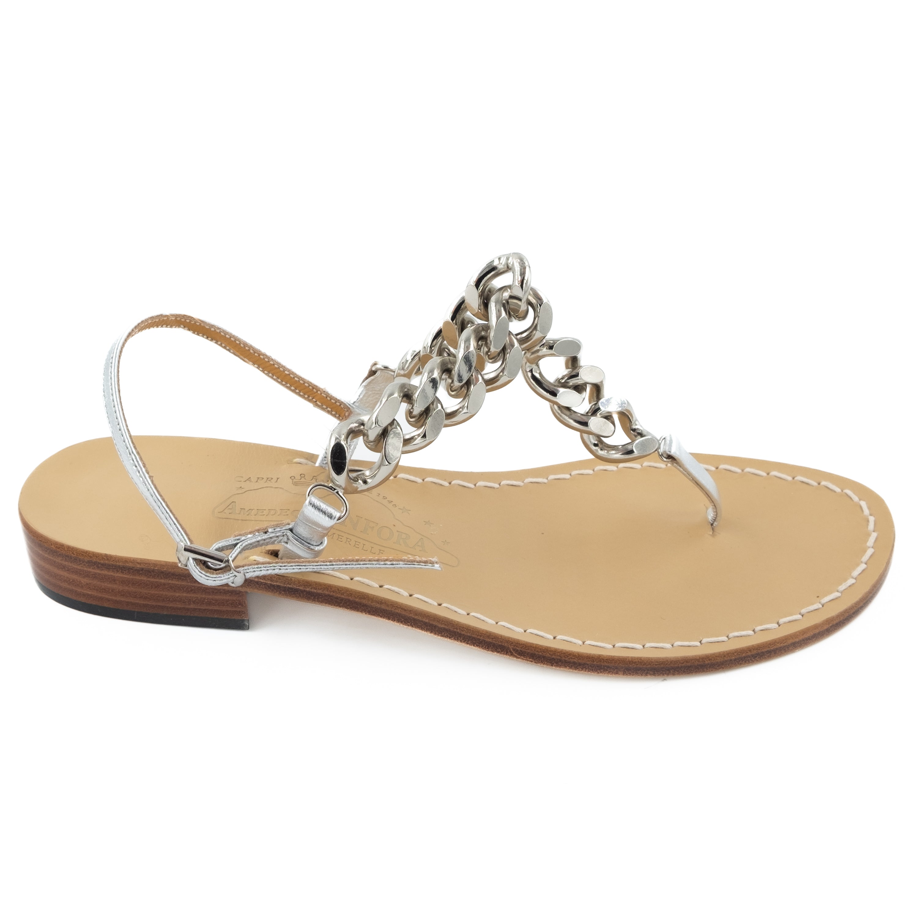 Ines - Thong sandal with shiny chains – Canfora.com