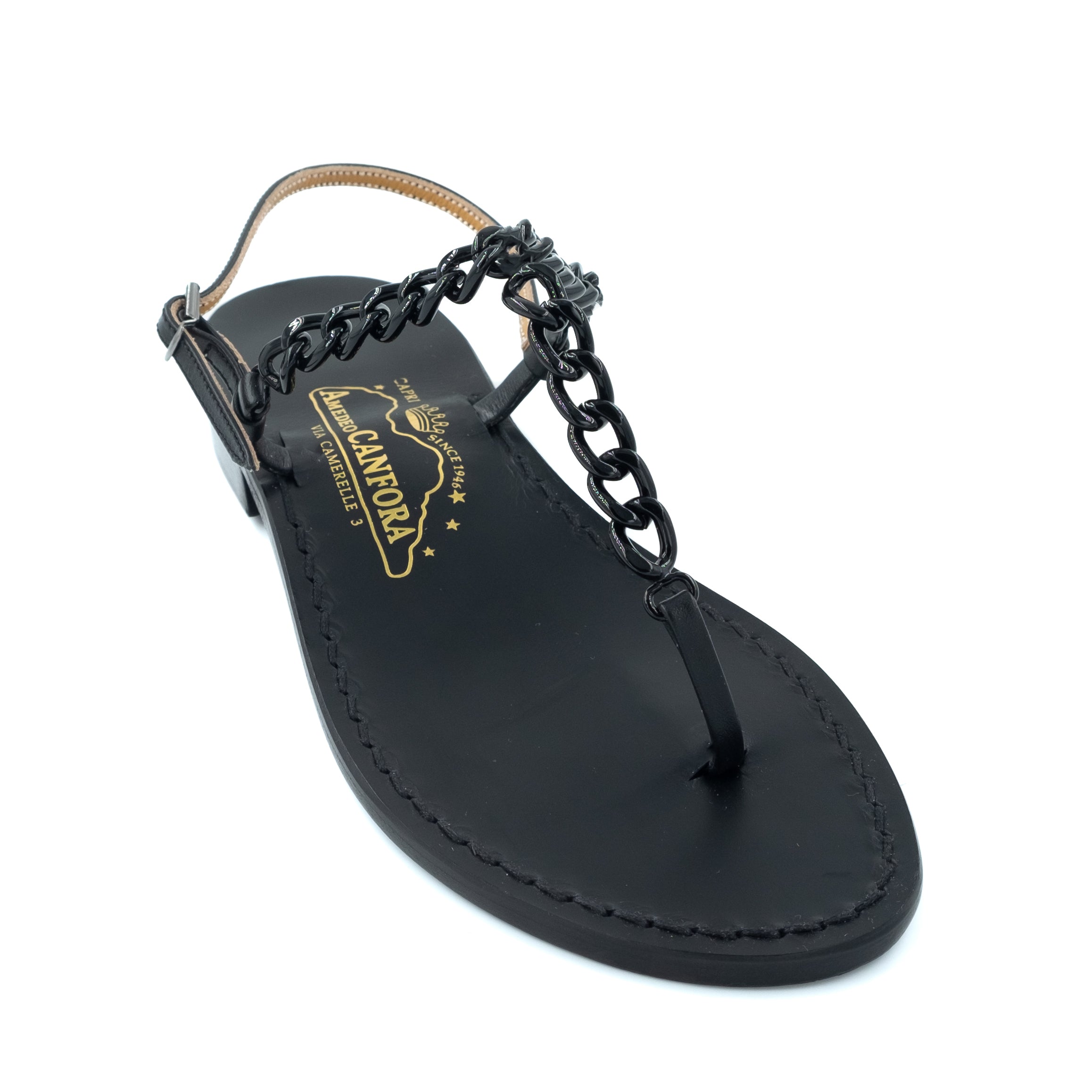Isabelle - Genuine leather thong sandal with retro style