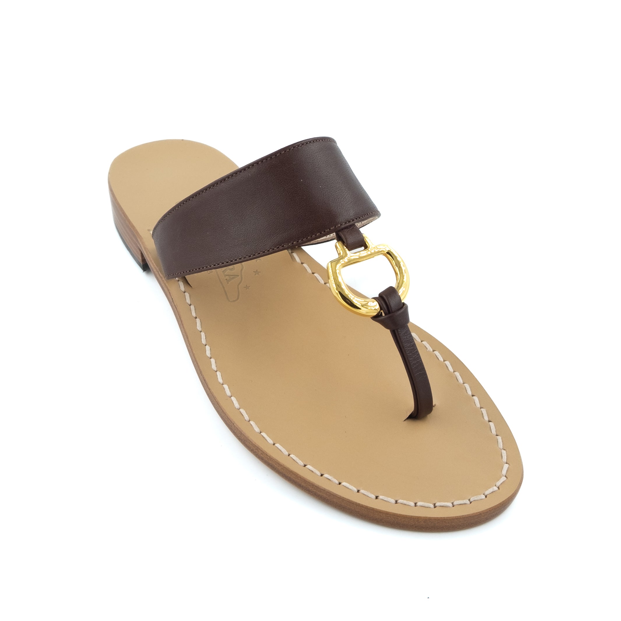 Gisele - Genuine leather thong sandal with strap – Canfora.com