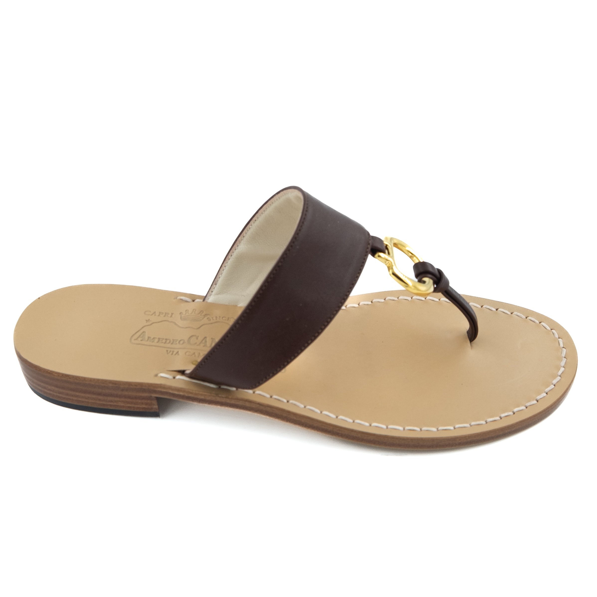 Gisele - Genuine leather thong sandal with strap – Canfora.com