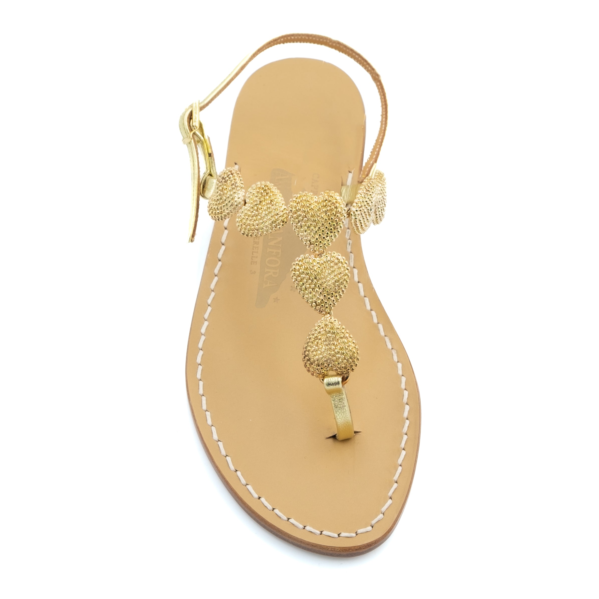 カンフォラFrida Heart gold LeatherSandals Frida - Genuine leather thong sandal with heart-shaped
