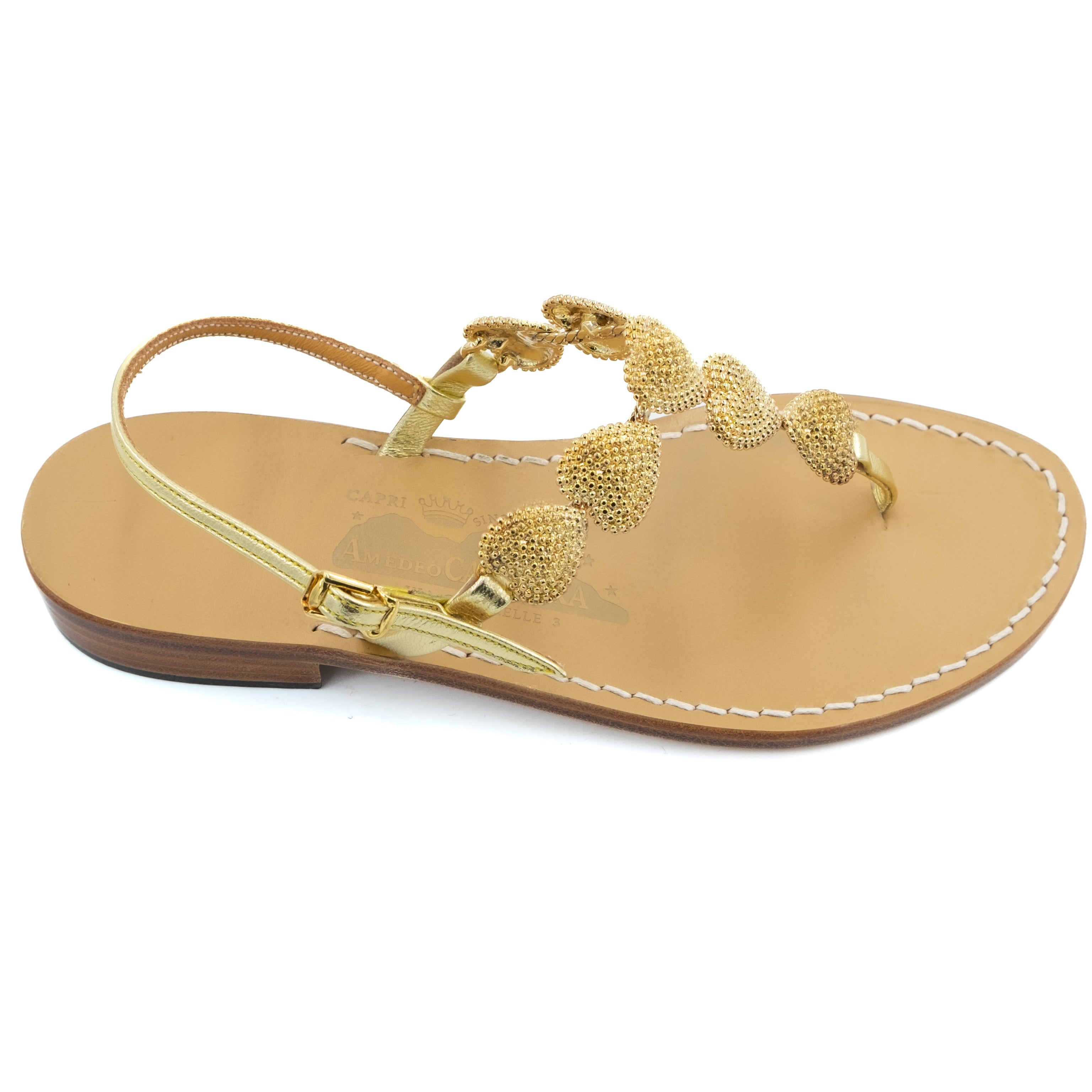 カンフォラFrida Heart gold LeatherSandals Frida - Genuine leather thong sandal with heart-shaped