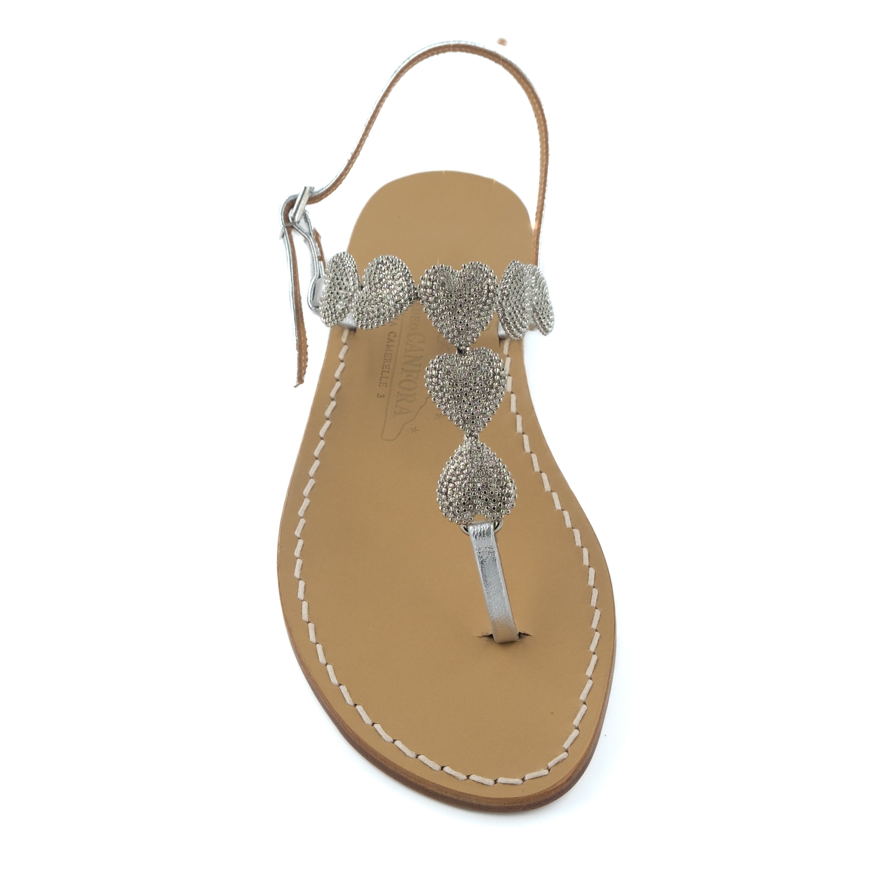 Frida - Genuine leather thong sandal with heart-shaped