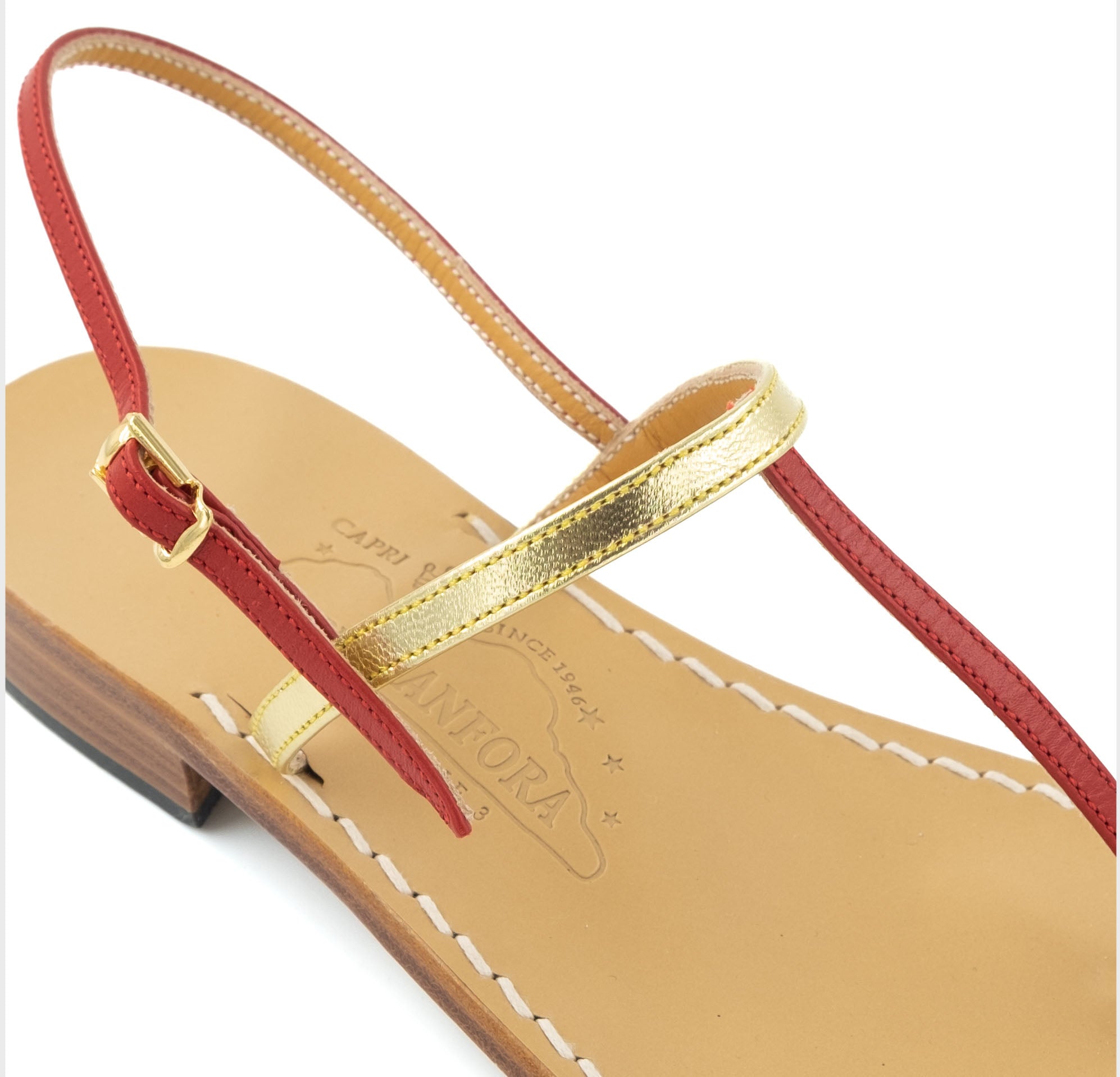 Gail Anniversary - Genuine leather thong sandal with watch