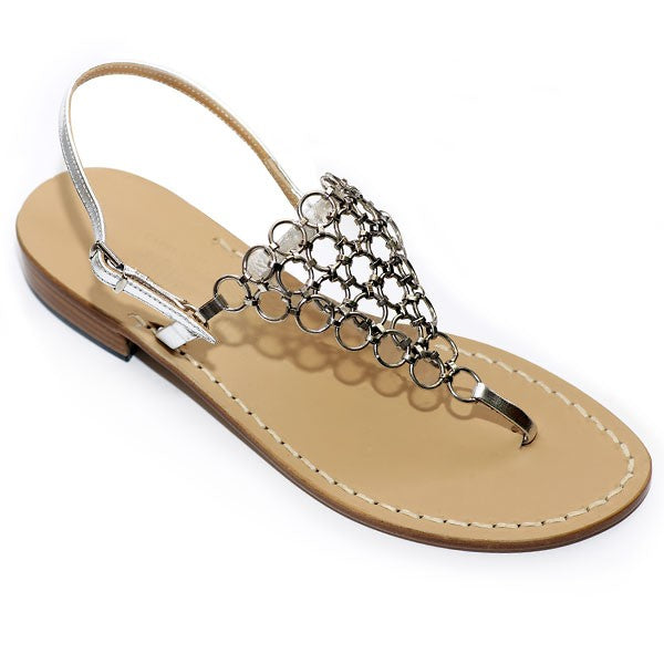 K - Leather thong sandal with triangle of interlacing metal K - Leather thong sandal with triangle of interlacing metal
