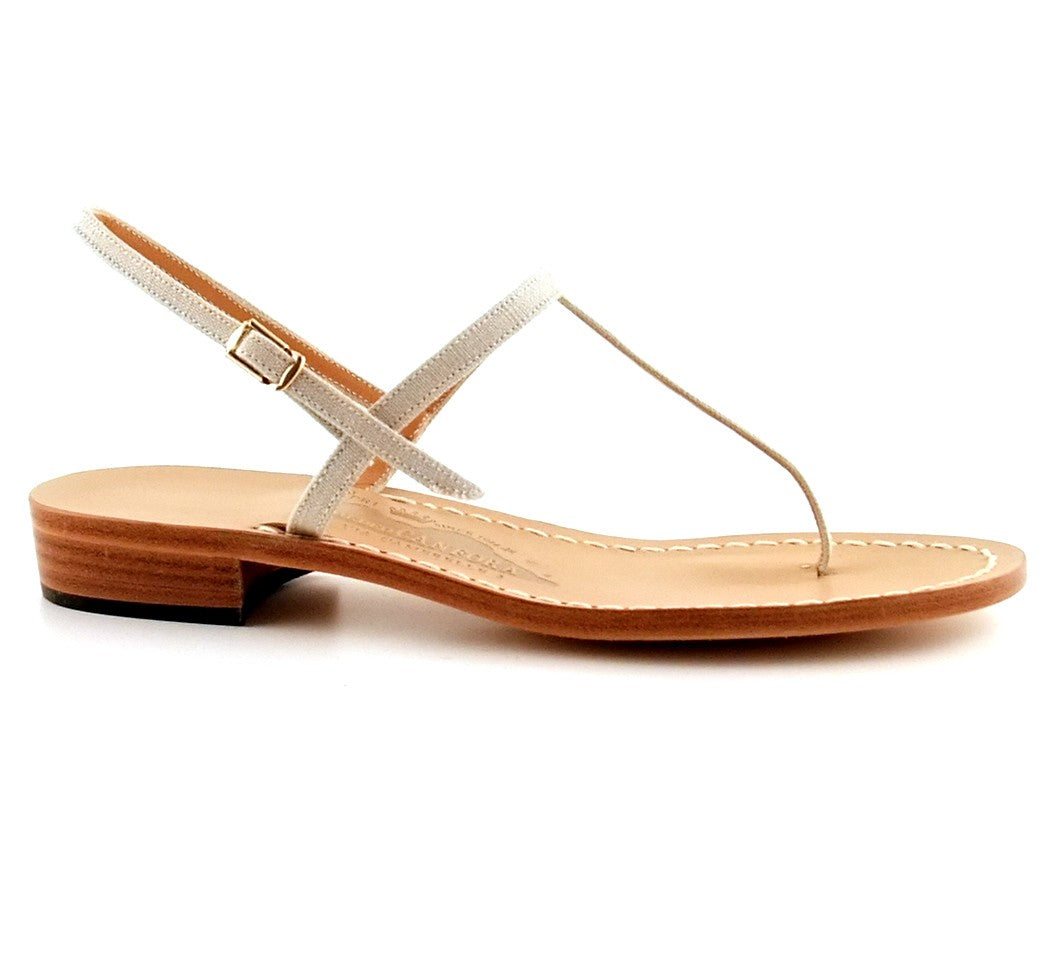 Gail Linen - Genuine leather thong sandal with linen watch