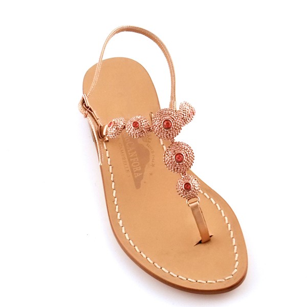 Adele - Leather thong sandal with glittering medallions