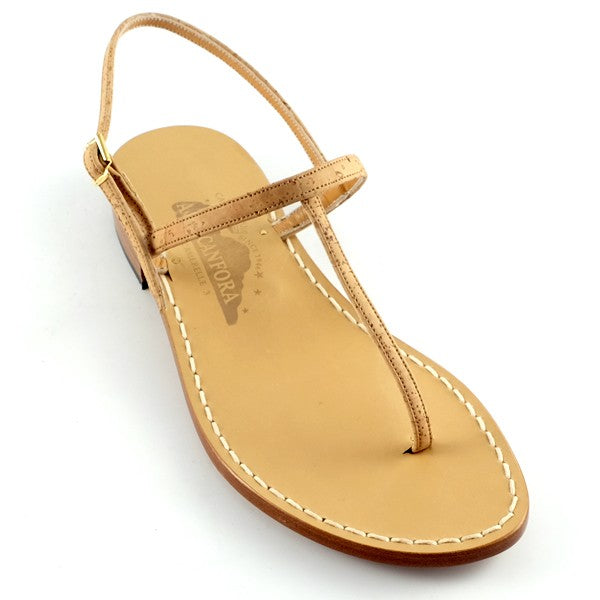 Gail Cork - Genuine leather thong sandal with cork watch strap 