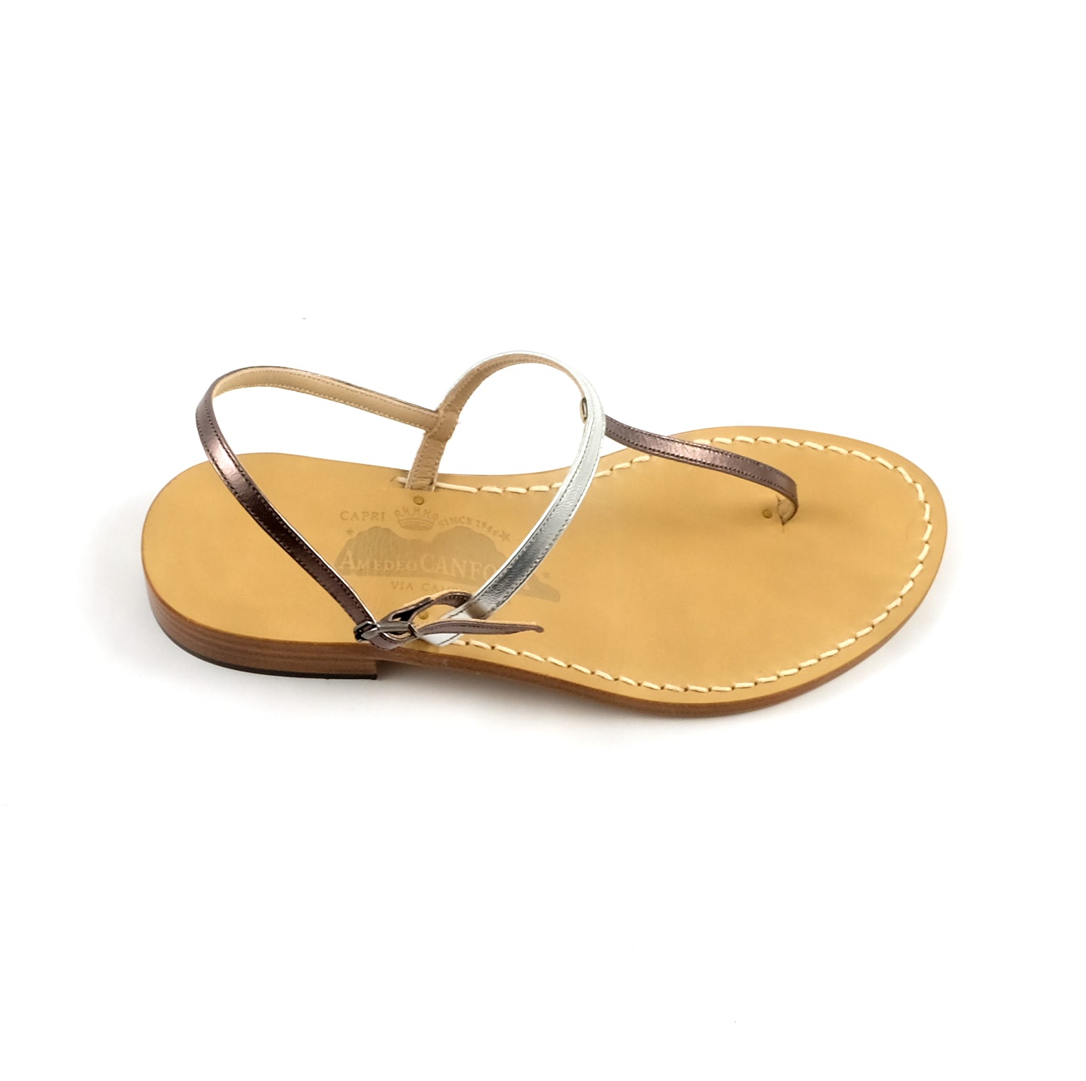 Gail - Genuine leather thong sandal with watch strap