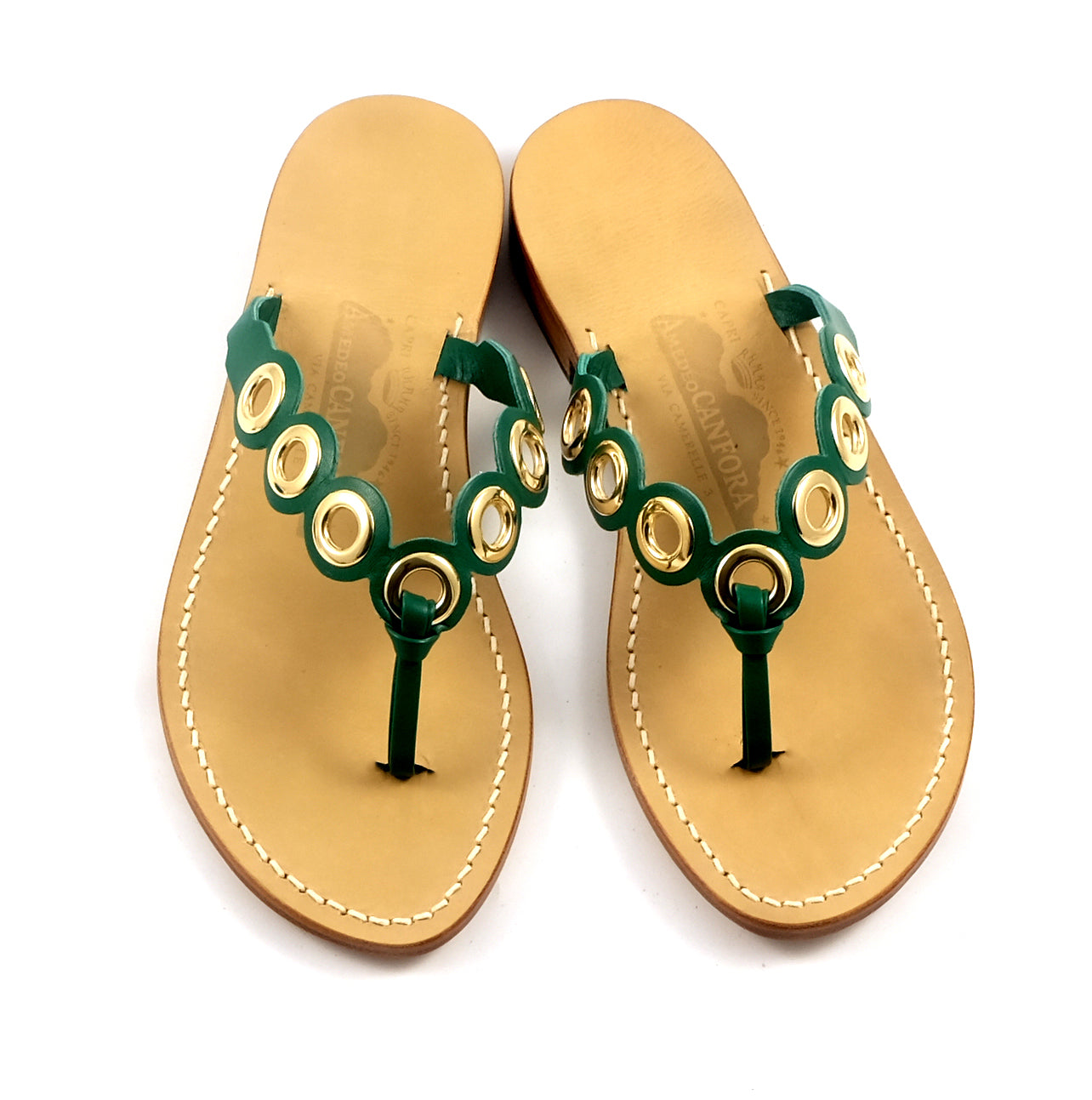 Tara - Genuine leather thong sandal with metal rings Tara - Genuine leather thong sandal with metal rings
