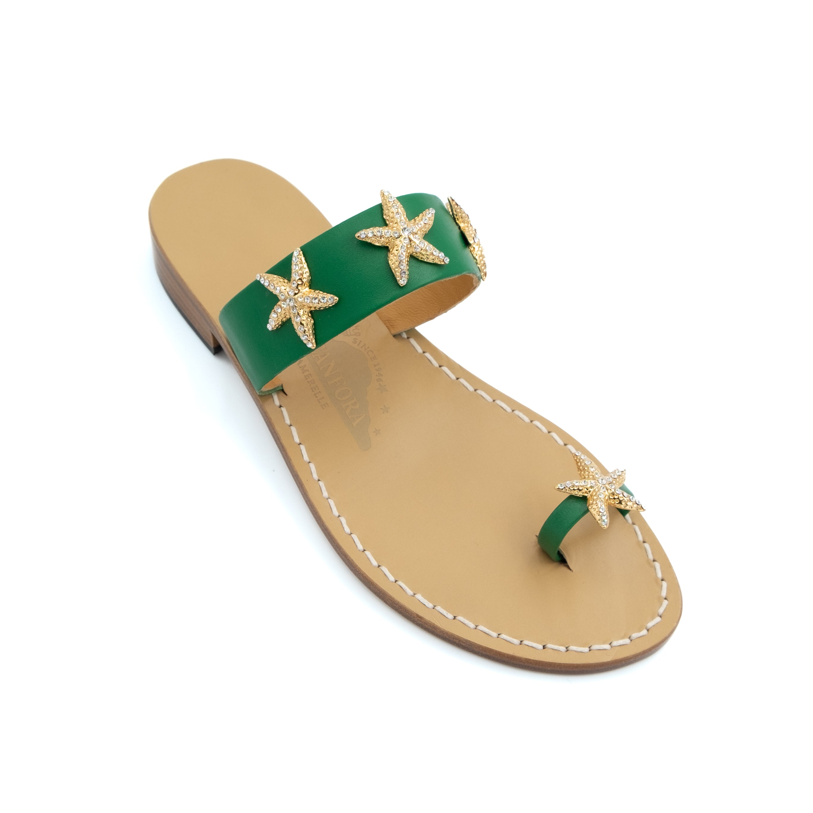 Monica - Genuine leather sandal with starfish and toe band
