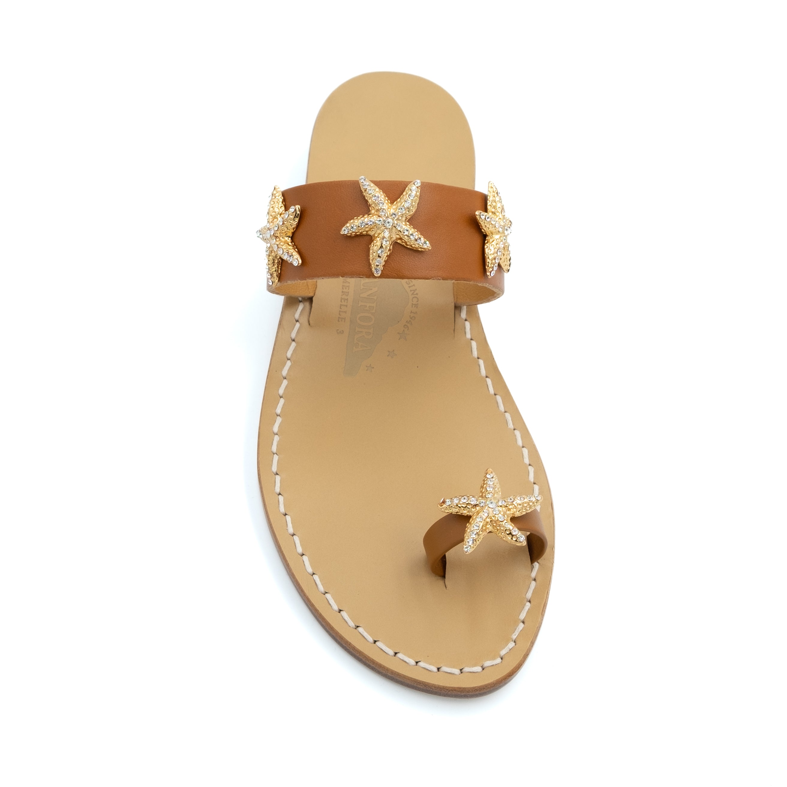 Monica - Genuine leather sandal with starfish and toe band