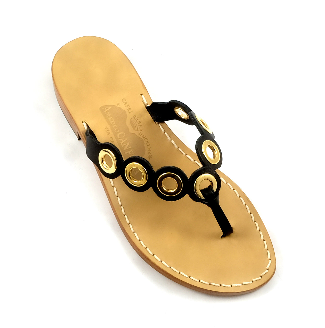 Tara - Genuine leather thong sandal with metal rings Tara - Genuine leather thong sandal with metal rings