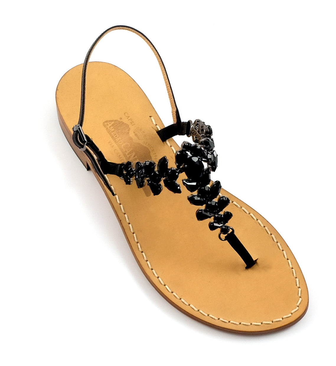 Aurea - Capri-style flip-flop sandal in genuine leather with